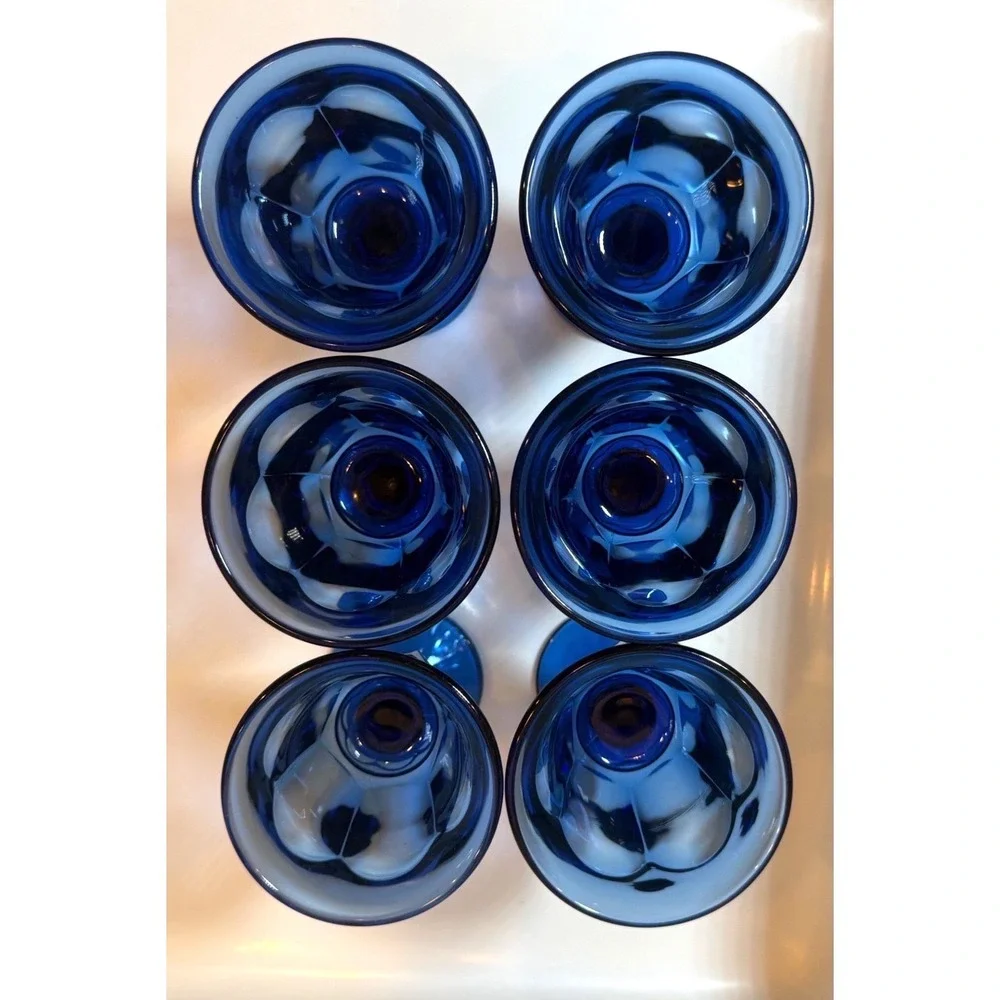 Vintage Imperial Glass Old Williamsburg Cobalt Goblets‎ 5.3